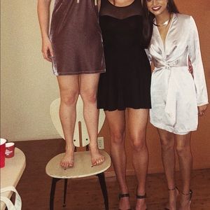 Silver satin Missguided wrap dress